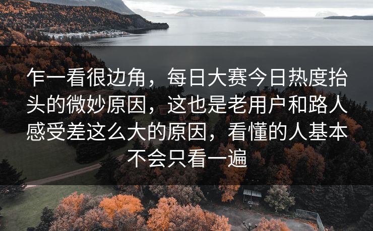 乍一看很边角，每日大赛今日热度抬头的微妙原因，这也是老用户和路人感受差这么大的原因，看懂的人基本不会只看一遍