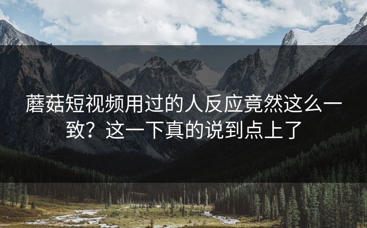 蘑菇短视频用过的人反应竟然这么一致?这一下真的说到点上了 蘑菇短视频用过的人反应竟然这么一致?这一下真的说到点上了