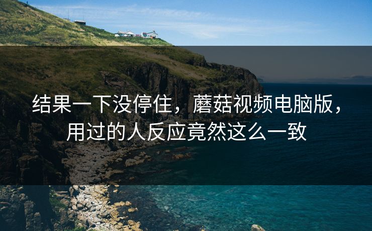 结果一下没停住，蘑菇视频电脑版，用过的人反应竟然这么一致