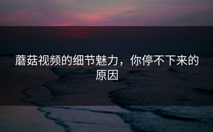 蘑菇视频的细节魅力，你停不下来的原因